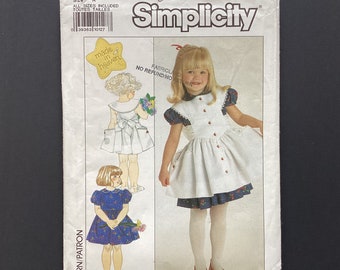 Simplicity Girls Pinafore Dress Sundress uncut 9638, Made in Heaven, All sizes vintage 1990