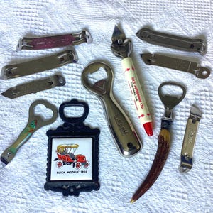 Vintage Bottle Openers 11 pieces Collection, Advertising Bar Decor
