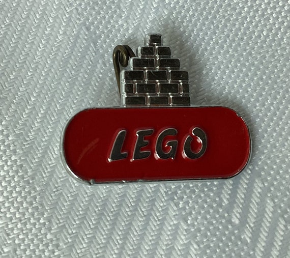 LEGO pin Advertising, old font, stacked bricks on… - image 4