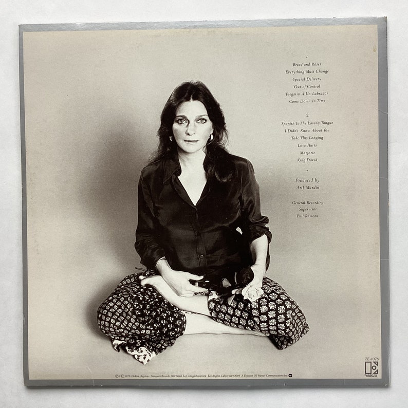 Judy Collins Bread & Roses Vinyl LP Record Elektra 7E1076 Vintage 1976
