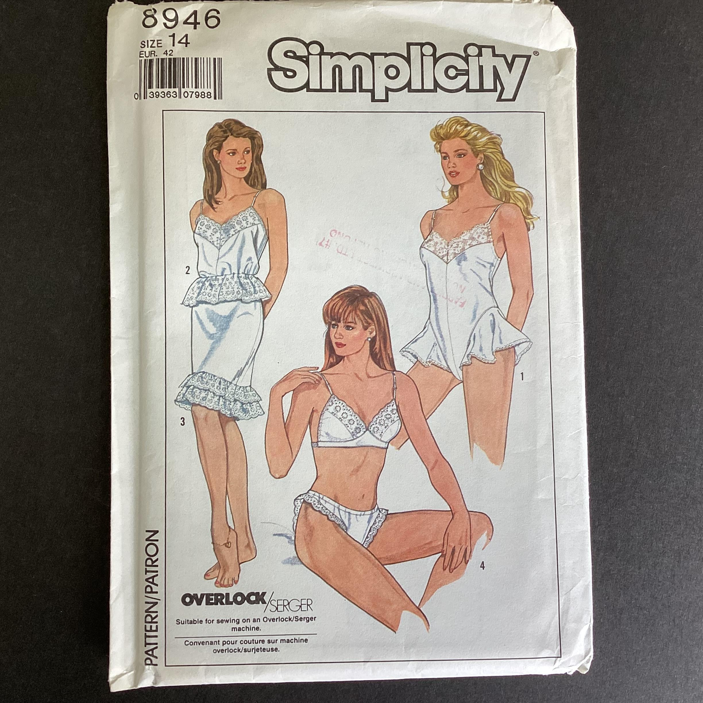 Simplicity Lingerie #8946 Size 14 Uncut Factory Folded, Vintage