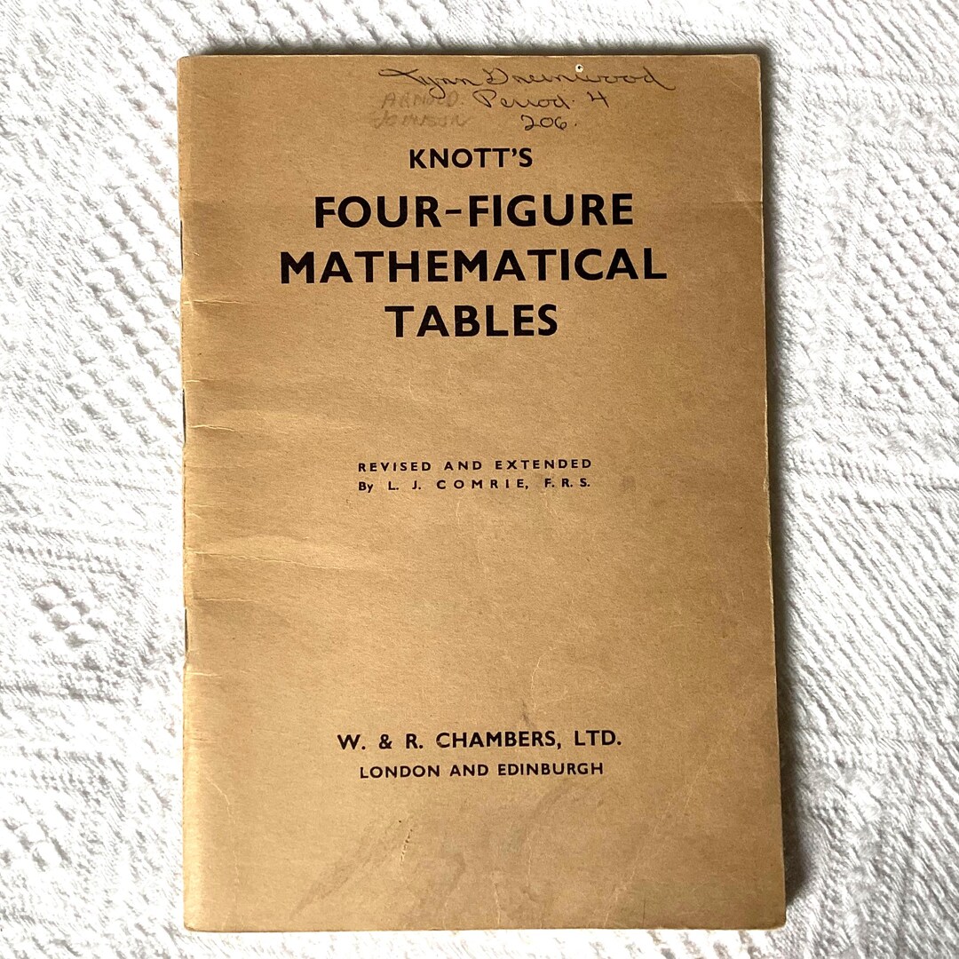 Knott's Four Figure Mathematical Tables, Chambers Vintage Book 1966 - Etsy