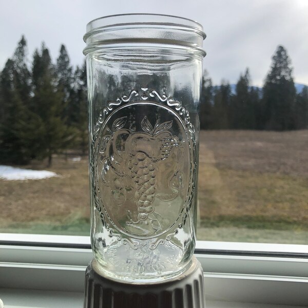 Ball 24oz Fruity Oval wide mouth, straight side canning mason jar, pint and a half, 24 ounce Vintage 1960 to 1975 glass storage