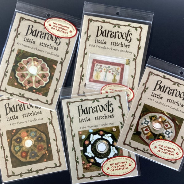 Bareroots-Little Stitchies patterns for Felt Candle mats or picture, pattern only, no supplies included