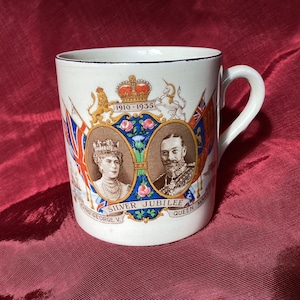 King George V 1935 Silver Jubilee Mug Leighton Pottery Vintage England British Royalty