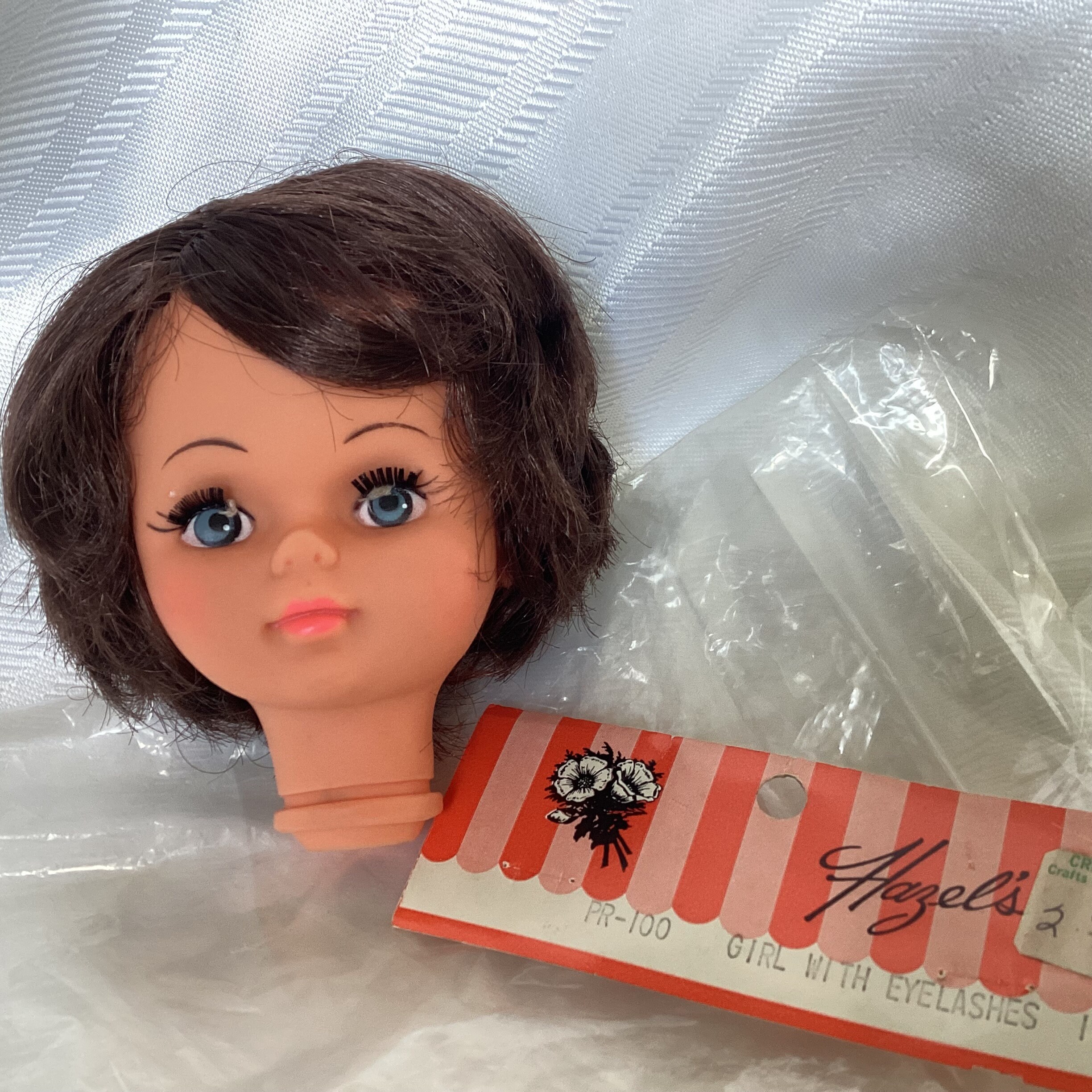 Vintage Doll Head Hazel Pearson Girl With Eyelashes Blue Eyes