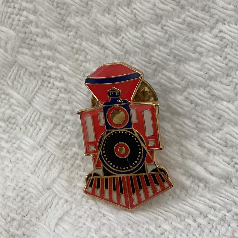 Train Enamel Lapel Hat Pins, 2 Locomotive Red Engine, Vintage Railway ...