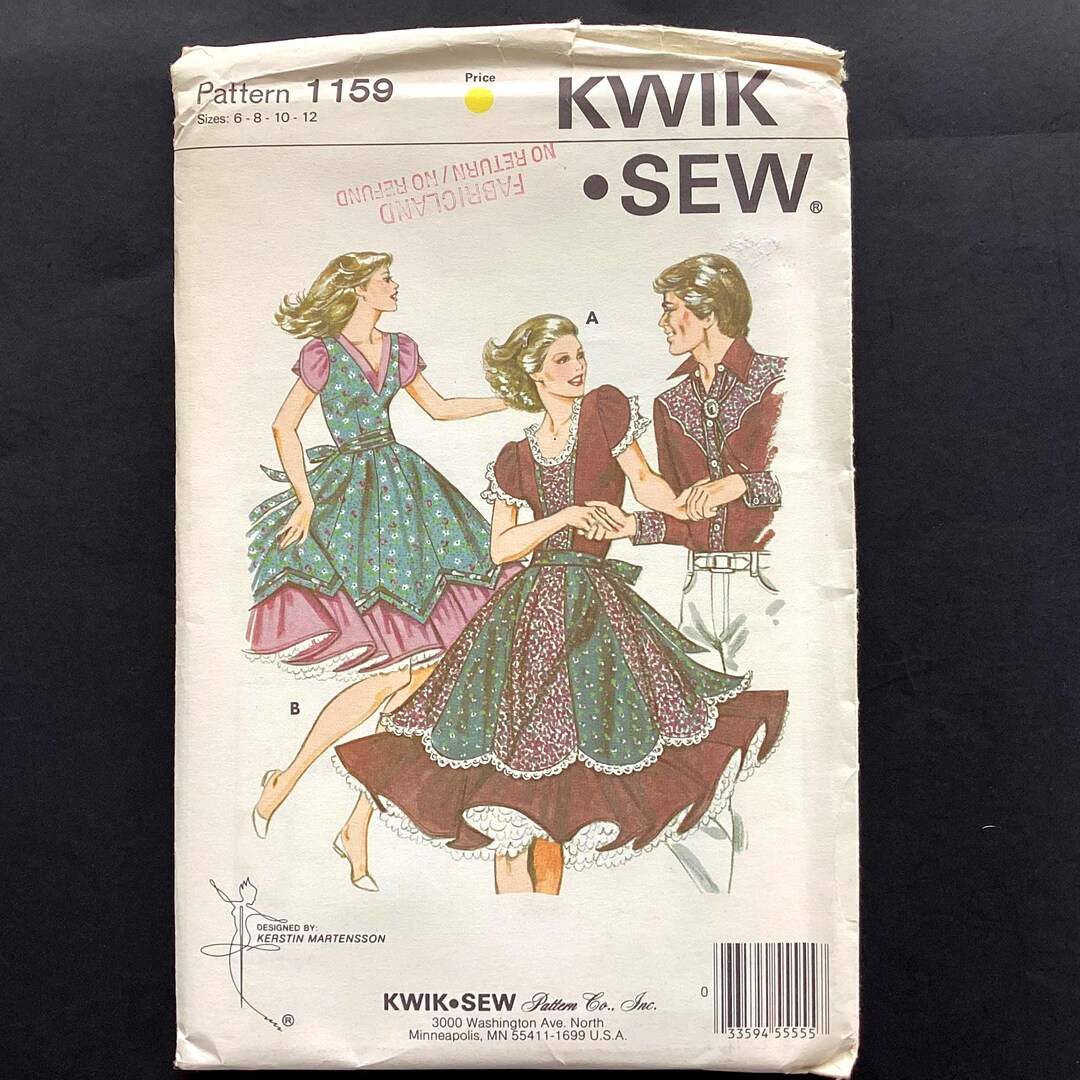 Kentucky Ruffles Patterns Vintage Square Dance Dress Pattern, Kwik Sew 1159 Sizes 6-12 1978 - Etsy