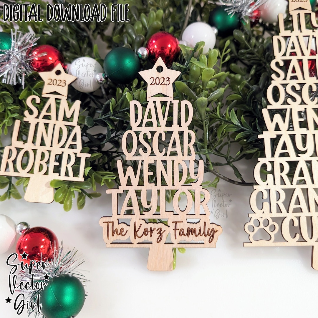 Family Name Christmas Tree Shape Ornament Template 3 to 9 Etsy Australia