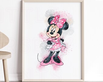 arte de la pared de minnie mouse, vivero de minnie mouse, arte de minnie mouse, impresiones de vivero, decoración de vivero, arte de la pared de vivero, imprimibles de vivero, vivero