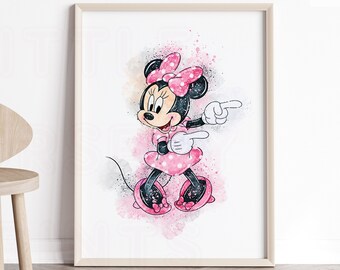 minnie mouse wall art, minnie mouse nursery, minnie mouse art, grabados de vivero, decoración de vivero, arte de pared de vivero, imprimibles de vivero, vivero