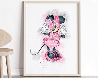 minnie mouse wall art, minnie mouse nursery, minnie mouse art, grabados de vivero, decoración de vivero, arte de pared de vivero, imprimibles de vivero, vivero