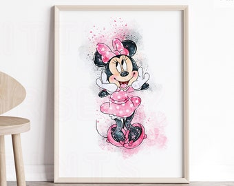 arte de pared de minnie mouse, vivero de minnie mouse, arte de minnie mouse, impresiones de vivero, decoración de vivero, arte de pared de vivero, imprimibles de vivero, vivero