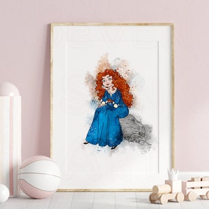 Merida Print Merida Art Watercolor Painting Princess Brave Merida Printable wall art  Merida Nursery Wall Decor Gift princess merida