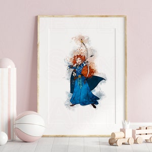 Merida Print Merida Art Watercolor Painting Princess Brave Merida Printable wall art  Merida Nursery Wall Decor Gift princess merida