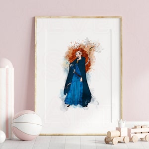 Merida Print Merida Art Watercolor Painting Princess Brave Merida Printable wall art  Merida Nursery Wall Decor Gift princess merida