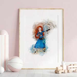 Merida Print Merida Art Watercolor Painting Princess Brave Merida Printable wall art  Merida Nursery Wall Decor Gift princess merida
