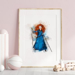 Merida Print Merida Art Watercolor Painting Princess Brave Merida Printable wall art  Merida Nursery Wall Decor Gift princess merida