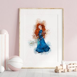 Merida Print Merida Art Watercolor Painting Princess Brave Merida Printable wall art  Merida Nursery Wall Decor Gift princess merida