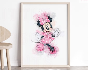 arte de pared de minnie mouse, vivero de minnie mouse, arte de minnie mouse, impresiones de vivero, decoración de vivero, arte de pared de vivero, imprimibles de vivero, vivero