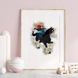 Merida Print Merida Art Watercolor Painting Princess Brave Merida Printable wall art  Merida Nursery Wall Decor Gift princess merida