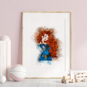 Merida Print Merida Art Watercolor Painting Princess Brave Merida Printable wall art  Merida Nursery Wall Decor Gift princess merida