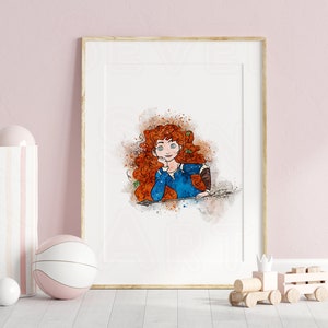 Merida Print Merida Art Watercolor Painting Princess Brave Merida Printable wall art  Merida Nursery Wall Decor Gift princess merida