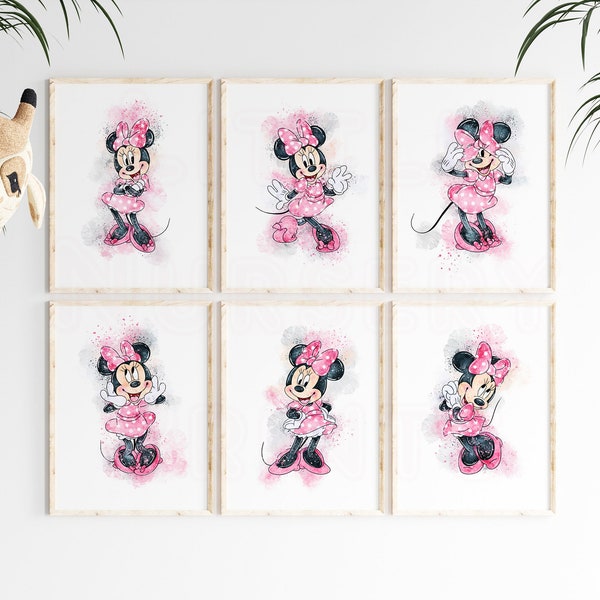 minnie mouse wall art, minnie mouse nursery, minnie mouse art, nursery prints, nursery decor, nursery wall art, nursery printables, nursery