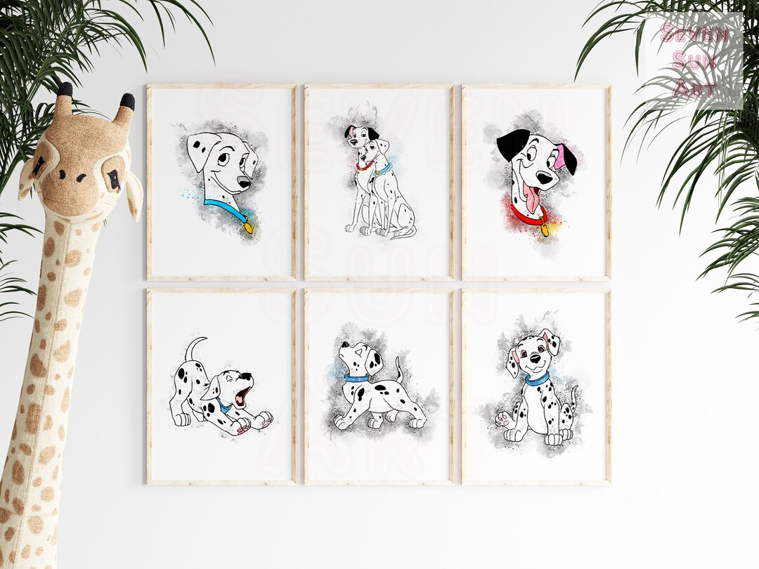 101 Dalmatians Printable Wall Art Work 101 Dalmatians Nursery Prints Watercolor Painting Kids