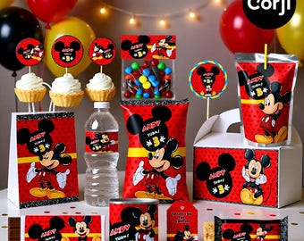 Mickey Mouse birthday party favors bundle, party package birthday party labels party supplies party bundle party kit party decor pintables