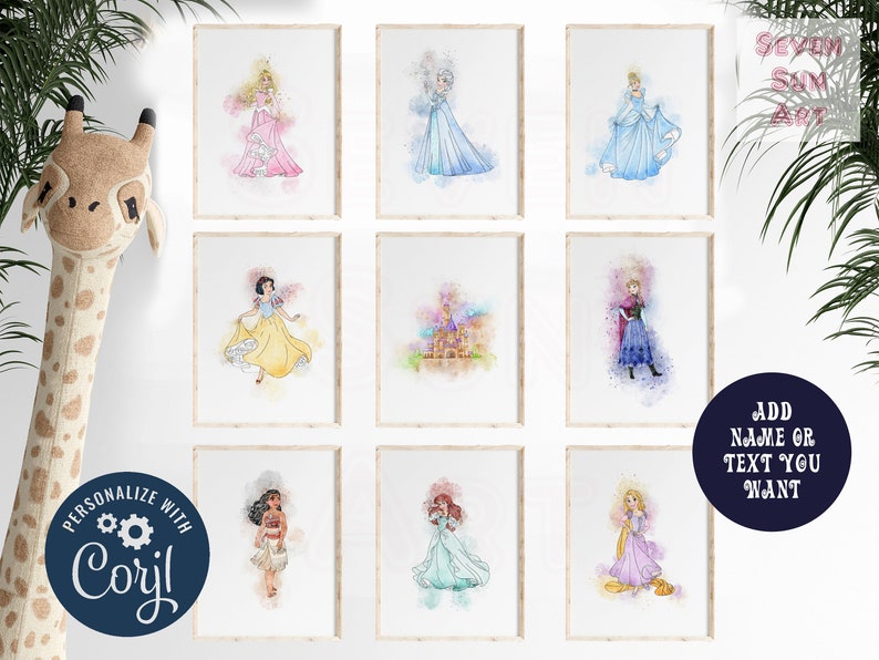 Princess Wall Art, Princess Nursery, Princess Room Decor, Princess Wall