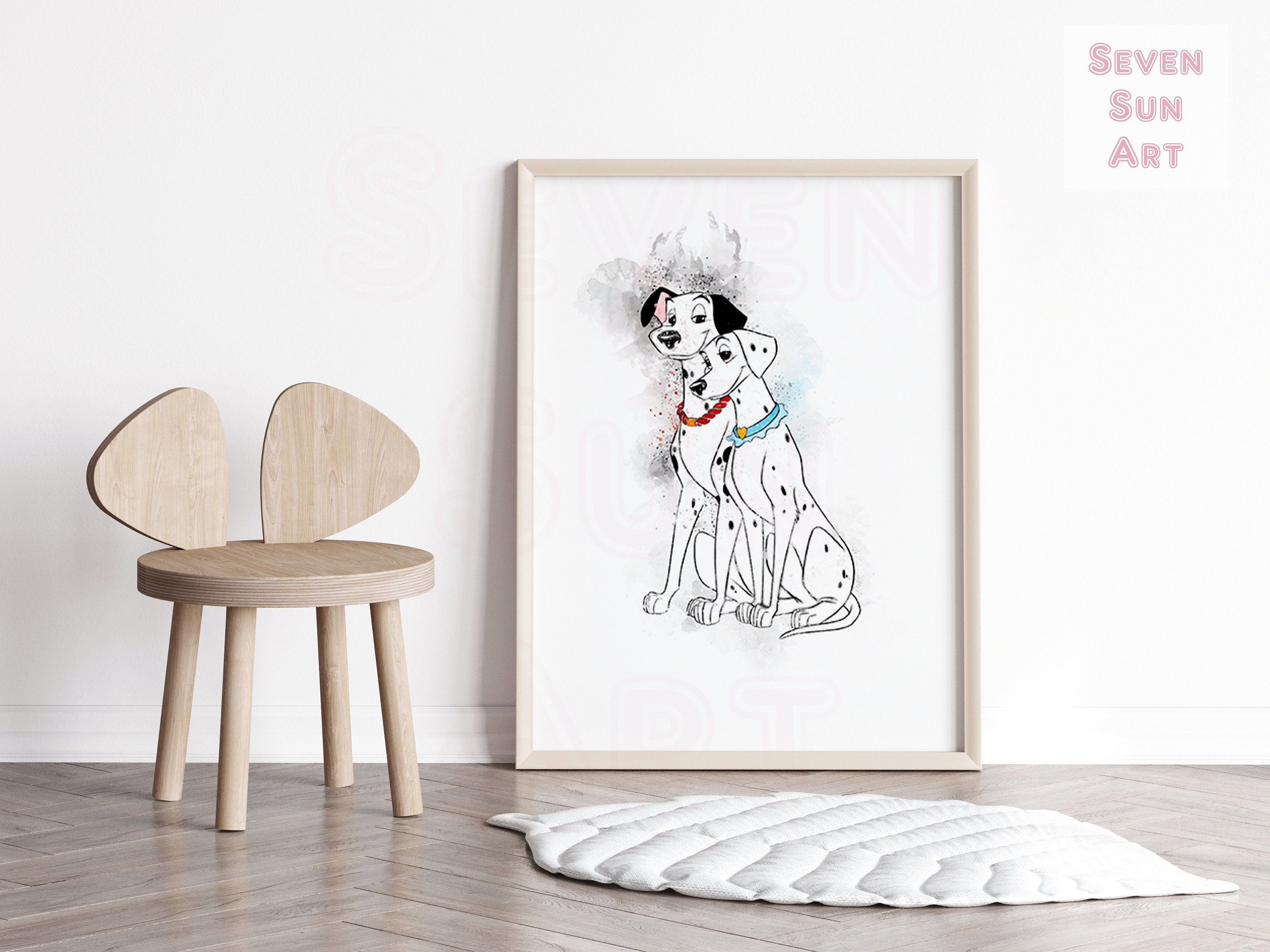 101 Dalmatians Printable Wall Art Work 101 Dalmatians Nursery Prints Watercolor Painting Kids