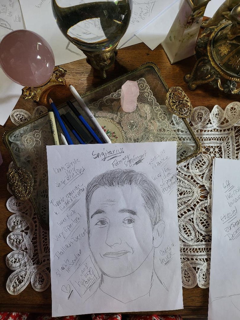 May include: A hand-drawn portrait of a person with the zodiac sign Sagittarius and the text "February 19th" written above the portrait. The text "Dank Binde" is written in the upper left corner of the page. The text "Want marriage + forthflxma" is written in the upper left corner of the page. The text "Gavel Kuck" is written in the upper left corner of the page. The text "Very Spiritual" is written in the upper left corner of the page. The text "Italian Decent" is written in the upper left corner of the page. The text "45,01/5" is written in the upper left corner of the page. The text "mojadar" is written in the upper left corner of the page. The text "bhiwang" is written in the upper left corner of the page. The text "Work" is written in the upper left corner of the page. The text "hock" is written in the upper left corner of the page. The text "laff" is written in the upper left corner of the page. The text "Give me a face with the most profound expression" is written in the upper right corner of the page. The text "Gift 165-17016" is written in the upper right corner of the page. The text "musak" is written in the upper right corner of the page. The text "Educated" is written in the upper right corner of the page. The text "European Decent" is written in the upper right corner of the page.