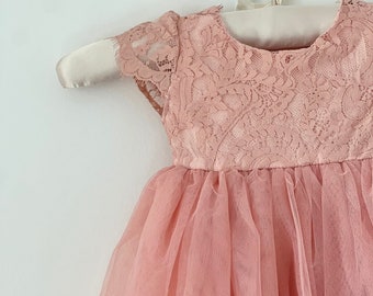 Vestido de niña de flores de tul rosa coral, vestido de Pascua para niñas, vestido de niña de flores de primavera, vestido floral de verano para niñas, vestido de manga corta para cumpleaños