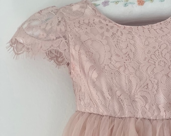 Vestido de tul coral apagado para niña de las flores, vestido de Pascua para niña, vestido de primavera para niña de las flores, vestido floral de verano para niña, vestido de manga corta para cumpleaños.
