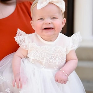 Girls Lace Cross Baptism Dress Baby Christening Gown Christening Dress, Girls Baptism Dress Gown Infant Lace Blessing Gown Dedication Bonnet