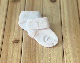 Baby Boys Cross Baptism Socks, Baby Girls Boys Christening Socks, Embroidered Cross Socks, Baby Baptism Christening Socks, Baptism Gift