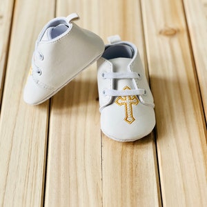 Baby Boys Cross Baptism Shoes, Boys Satin Baptism Shoes, Baby Boys Baptism Outfit, Boys Baptismal Shoes, Christening Shoes Boys Satin zdjęcie 2