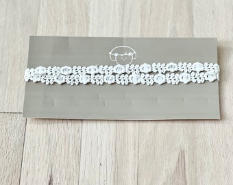 Baby Girls Strand Lace Floral Bautismo Diadema, Niñas Encaje Bautizo Diadema, Diadema de encaje, Baby Lace Bow Headband, Baby Off-White Lace