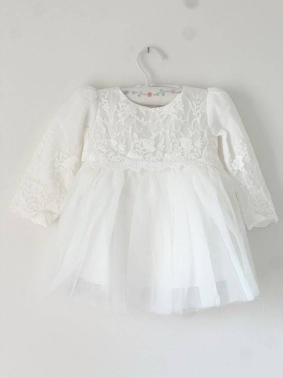 long sleeve newborn dresses Long Sleeve Embroidered Dress - Olive Green for Girls