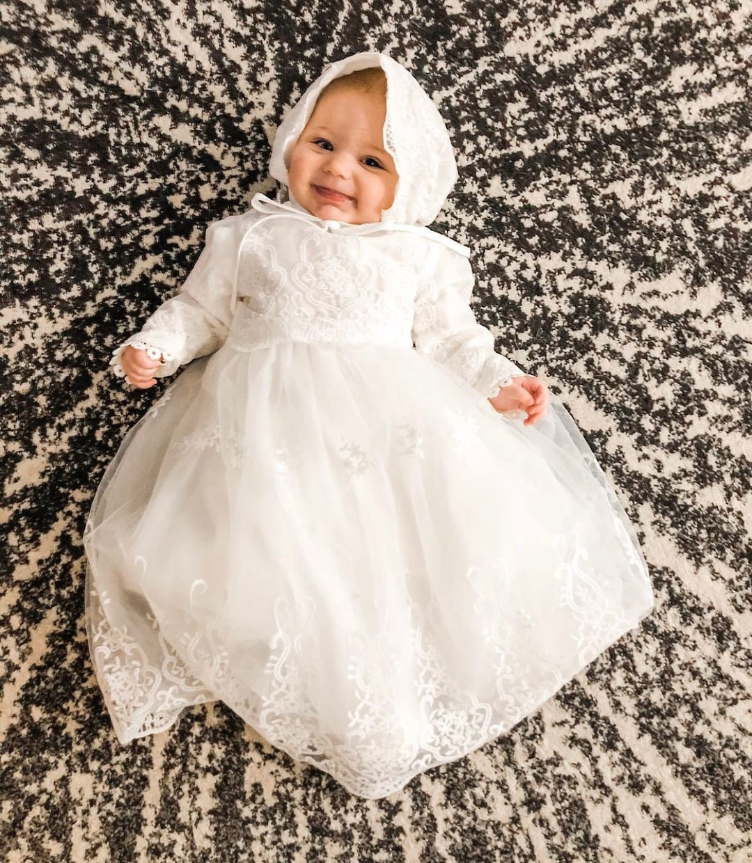 Baby Girls Lace Dress, Baby Girls Long Sleeve Christening Gown