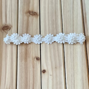 Baby Girls Strand Lace Floral Baptism Headband, Girls Christening Headband, Lace Headband, Baby Toddler Headband, Baby Off-White