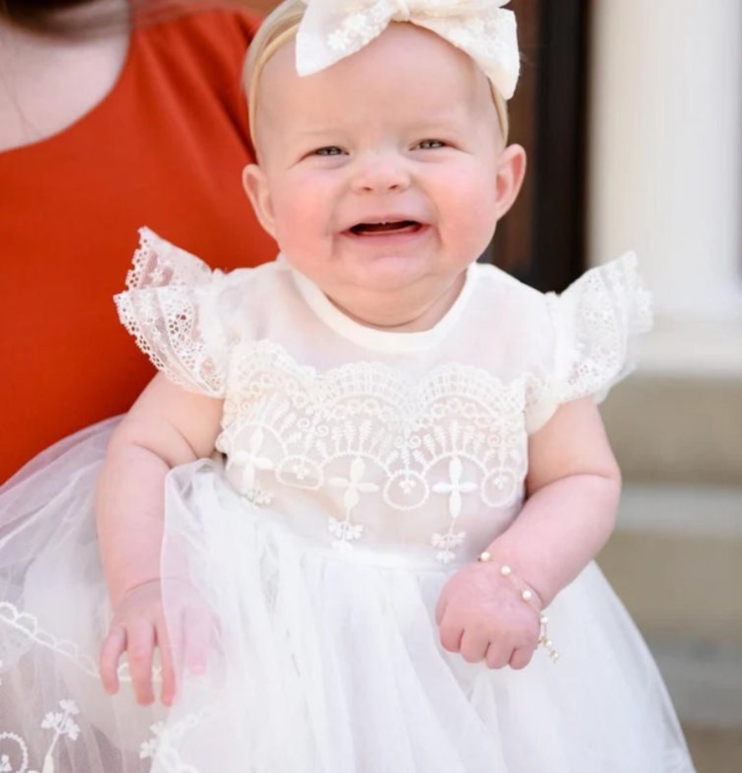 Girls Lace Cross Baptism Dress Baby Christening Gown Christening Dress