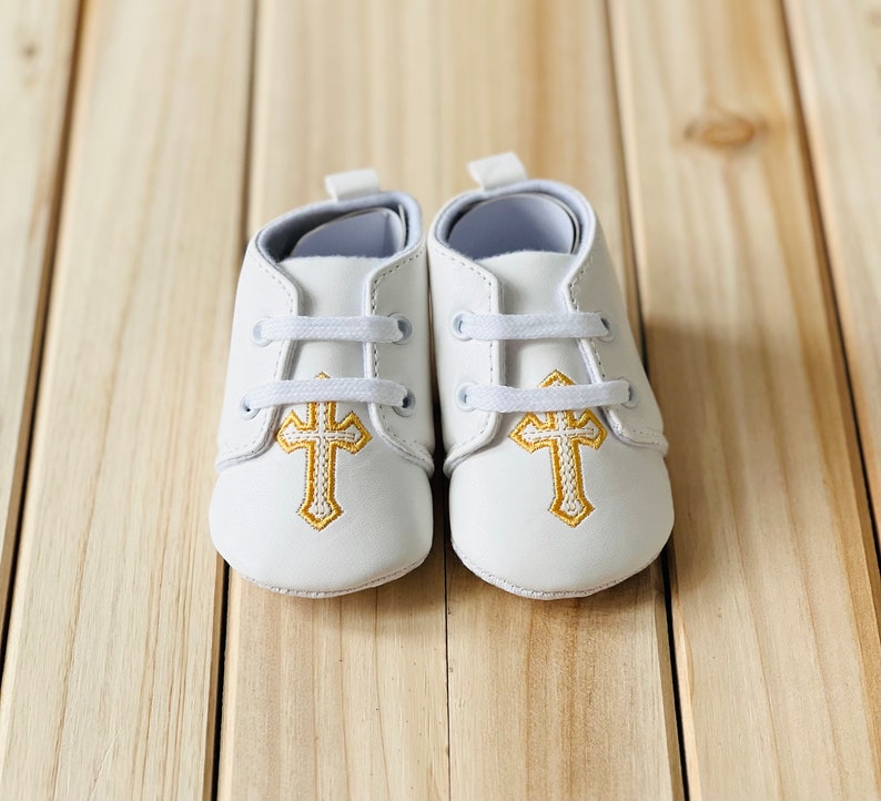 Baby Boys Cross Baptism Shoes, Boys Satin Baptism Shoes, Baby Boys Baptism Outfit, Boys Baptismal Shoes, Christening Shoes Boys Satin zdjęcie 1