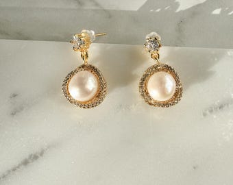 Elegant Freshwater Pearl Dangle/Drop Earrings  | 14k Gold-Filled | Perfect Gift for Women