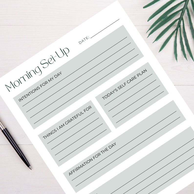 Mourning Routine Intentions Worksheet Morning Set-up - Etsy