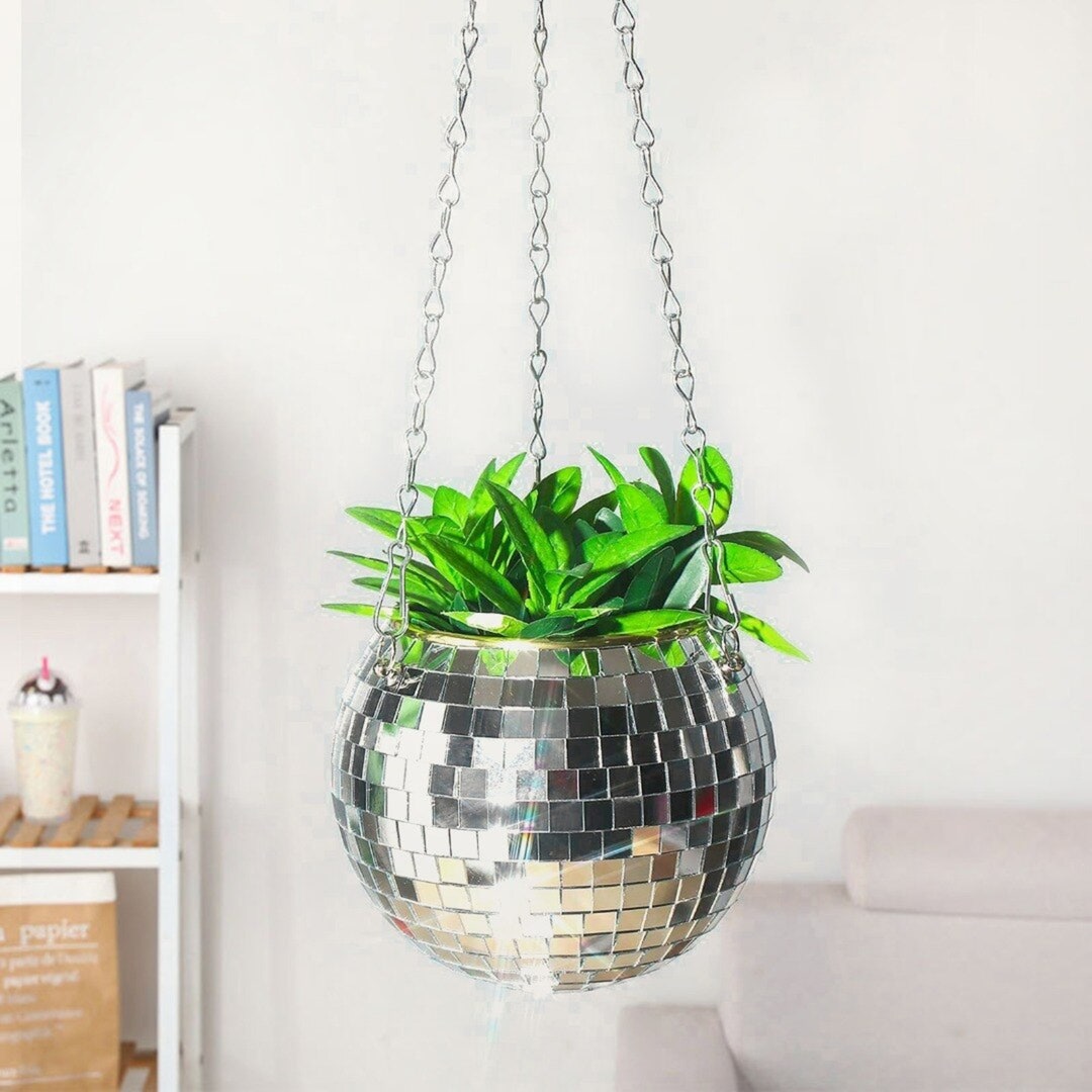 Disco Ball Planter Hanging Disco Ball Planter Hanger Disco Etsy