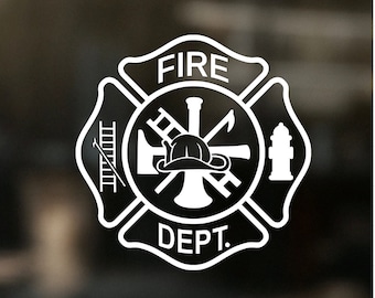 Fire Department Maltese Cross Vinyl Decal|Truck|Car|Window|Rear|Bumper Decal|Birthday Gift|Emblem|Symbol|Hydro Flask|Water Bottle|Thermus