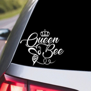 Queen Bee Vinyl Die Cut Decal|Best Friend Gift|Birthday|Girlfriend|Mom|Laptop|Car Window|Rear|Hydro Flask|Water Bottle|