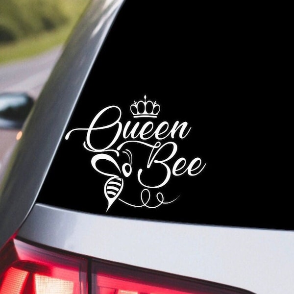 Queen Bee Vinyl Die Cut Decal|Best Friend Gift|Birthday|Girlfriend|Mom|Laptop|Car Window|Rear|Hydro Flask|Water Bottle|